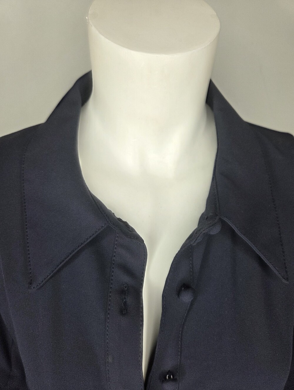 cinq a sept Size 10 "Lucilla Dress"Navy Button-Front  Dress with Pleated Hem - Picture 4 of 10